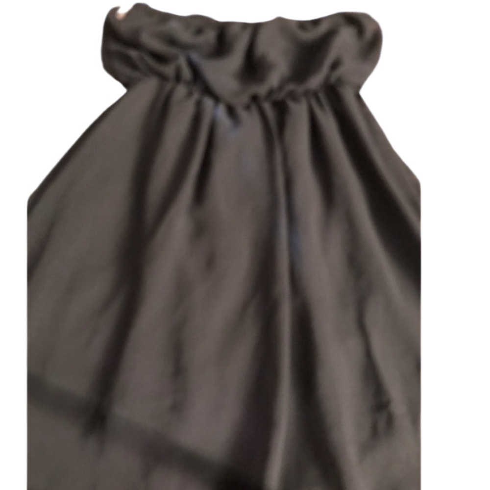 Black semi sheer small strapless  lined high low,lined dress washable versatile